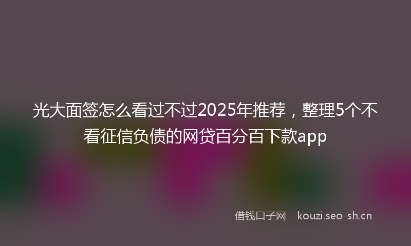 光大面签怎么看过不过2025年推荐，整理5个不看征信负债的网贷百分百下款app