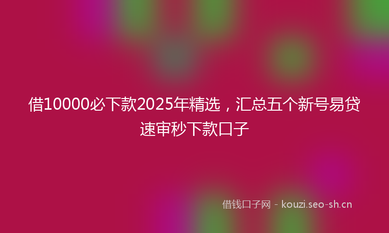 借10000必下款2025年精选,汇总五个新号易贷速审秒下款口子