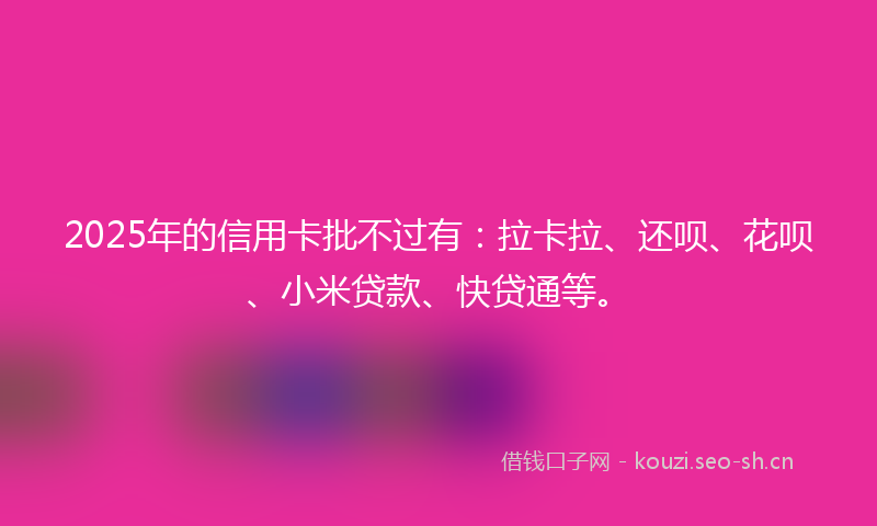 2025年的信用卡批不过有：拉卡拉、还呗、花呗、小米贷款、快贷通等。