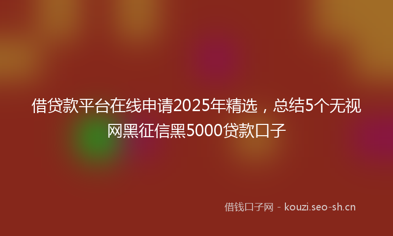 借贷款平台在线申请2025年精选，总结5个无视网黑征信黑5000贷款口子