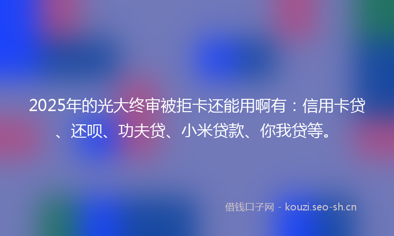 2025年的光大终审被拒卡还能用啊有：信用卡贷、还呗、功夫贷、小米贷款、你我贷等。