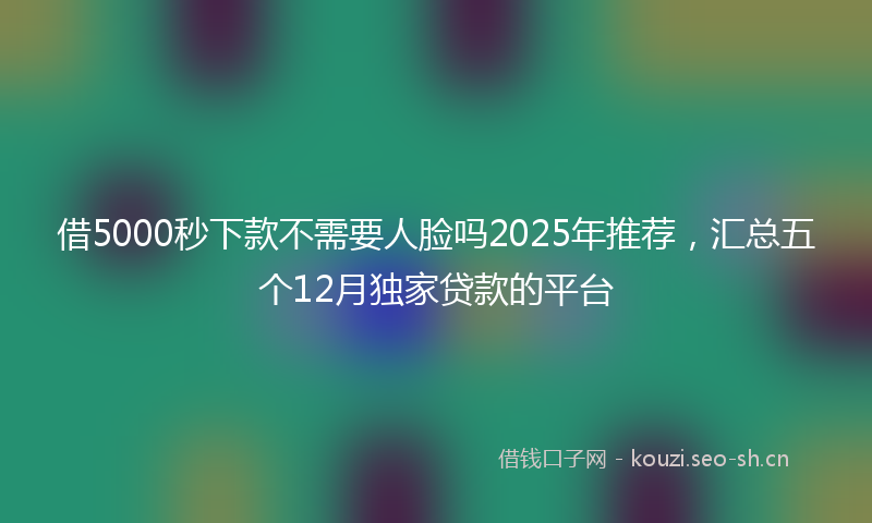 借5000秒下款不需要人脸吗2025年推荐，汇总五个12月独家贷款的平台