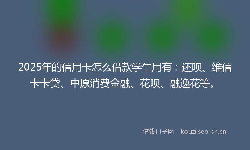 2025年的信用卡怎么借款学生用有：还呗、维信卡卡贷、中原消费金融、花呗、融逸花等。