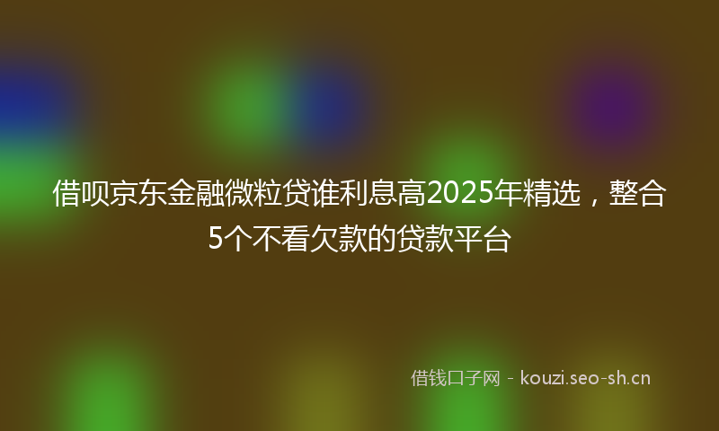 借呗京东金融微粒贷谁利息高2025年精选，整合5个不看欠款的贷款平台