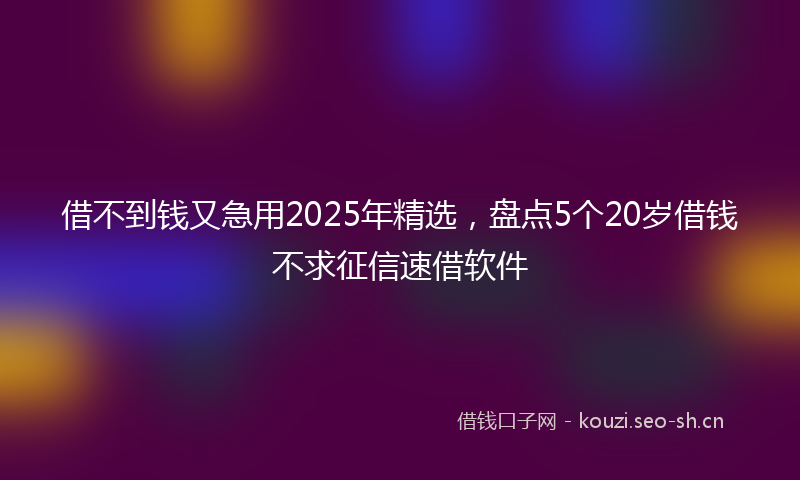 借不到钱又急用2025年精选，盘点5个20岁借钱不求征信速借软件