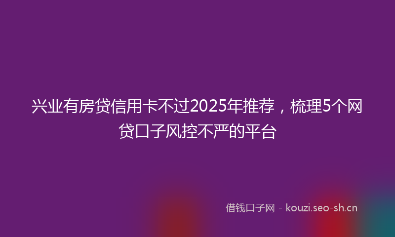 兴业有房贷信用卡不过2025年推荐，梳理5个网贷口子风控不严的平台