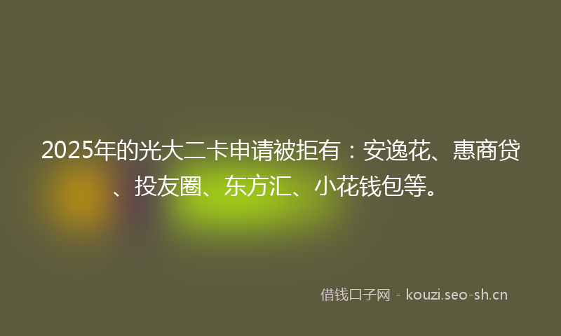 2025年的光大二卡申请被拒有:安逸花、惠商贷、投友圈、东方汇、小花钱包等。