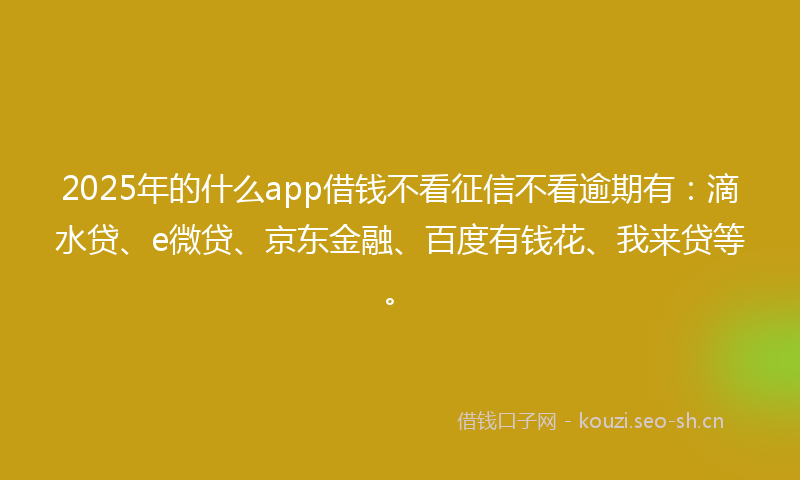 2025年的什么app借钱不看征信不看逾期有：滴水贷、e微贷、京东金融、百度有钱花、我来贷等。