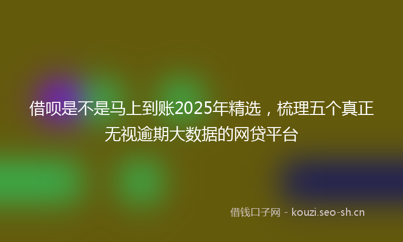 借呗是不是马上到账2025年精选，梳理五个真正无视逾期大数据的网贷平台