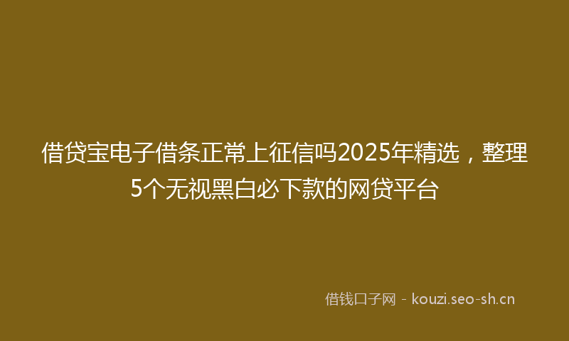借贷宝电子借条正常上征信吗2025年精选，整理5个无视黑白必下款的网贷平台