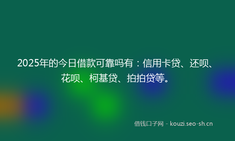 2025年的今日借款可靠吗有：信用卡贷、还呗、花呗、柯基贷、拍拍贷等。