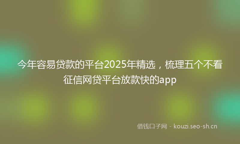 今年容易贷款的平台2025年精选，梳理五个不看征信网贷平台放款快的app