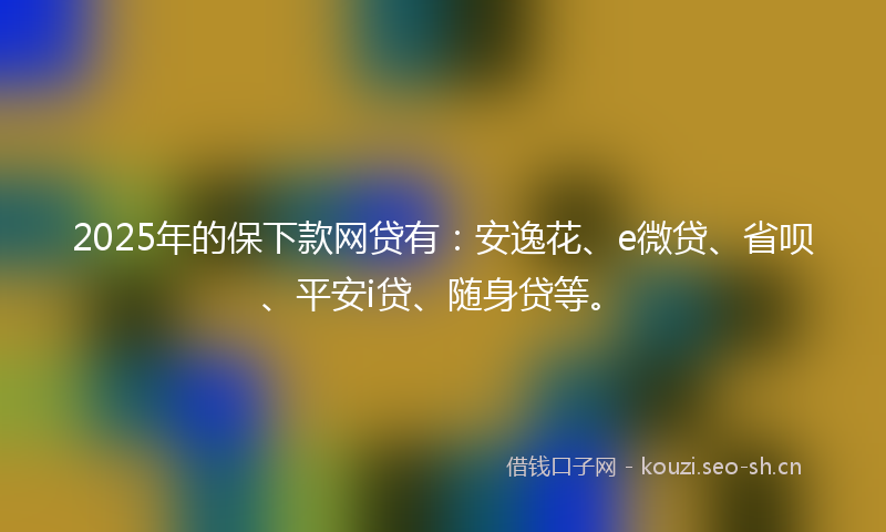 2025年的保下款网贷有：安逸花、e微贷、省呗、平安i贷、随身贷等。