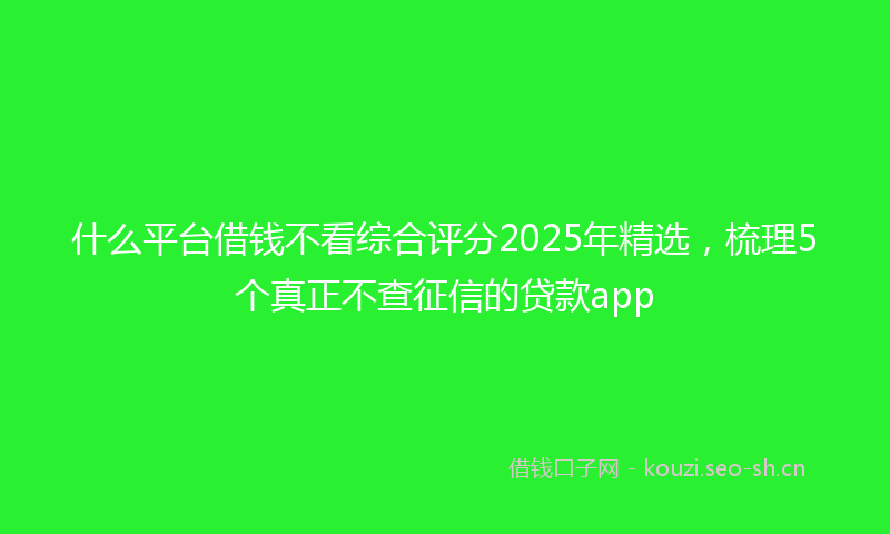 什么平台借钱不看综合评分2025年精选,梳理5个真正不查征信的贷款app