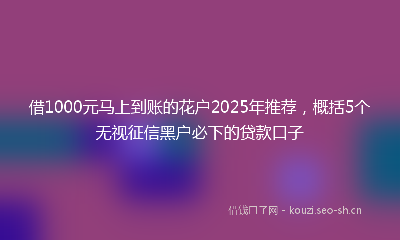 借1000元马上到账的花户2025年推荐，概括5个无视征信黑户必下的贷款口子