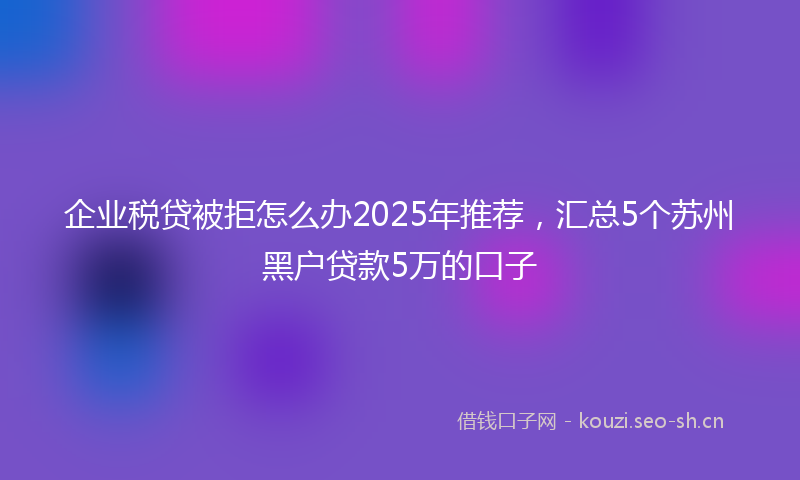 企业税贷被拒怎么办2025年推荐,汇总5个苏州黑户贷款5万的口子