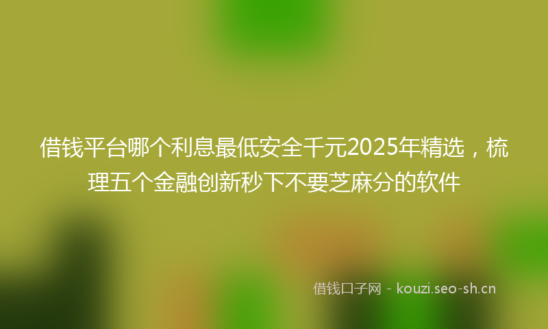 借钱平台哪个利息最低安全千元2025年精选，梳理五个金融创新秒下不要芝麻分的软件