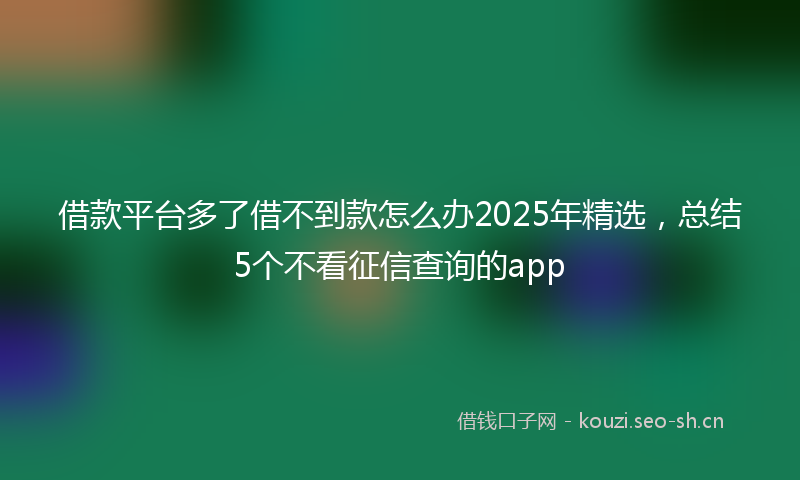 借款平台多了借不到款怎么办2025年精选，总结5个不看征信查询的app
