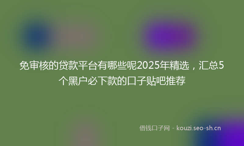 免审核的贷款平台有哪些呢2025年精选，汇总5个黑户必下款的口子贴吧推荐