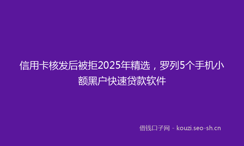 信用卡核发后被拒2025年精选，罗列5个手机小额黑户快速贷款软件