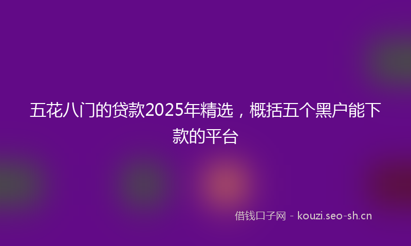 五花八门的贷款2025年精选，概括五个黑户能下款的平台