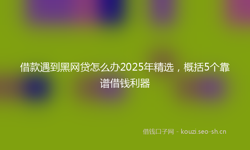 借款遇到黑网贷怎么办2025年精选，概括5个靠谱借钱利器