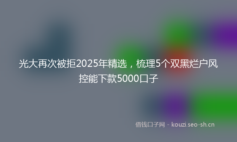 光大再次被拒2025年精选，梳理5个双黑烂户风控能下款5000口子