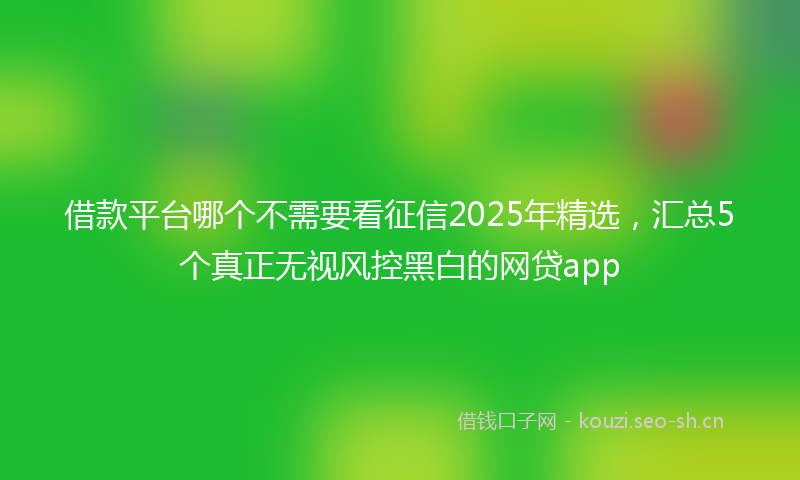 借款平台哪个不需要看征信2025年精选,汇总5个真正无视风控黑白的网贷app
