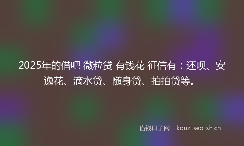 2025年的借吧 微粒贷 有钱花 征信有：还呗、安逸花、滴水贷、随身贷、拍拍贷等。