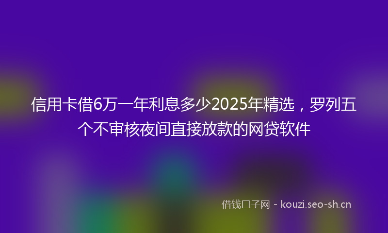 信用卡借6万一年利息多少2025年精选，罗列五个不审核夜间直接放款的网贷软件