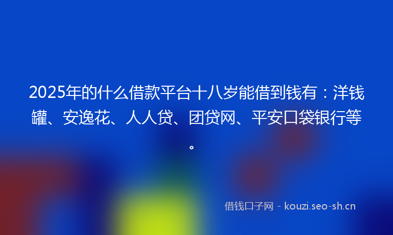 2025年的什么借款平台十八岁能借到钱有：洋钱罐、安逸花、人人贷、团贷网、平安口袋银行等。