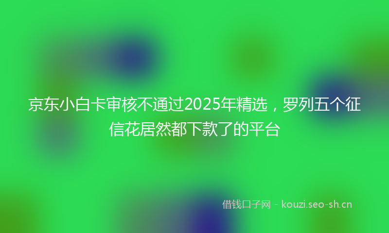 京东小白卡审核不通过2025年精选，罗列五个征信花居然都下款了的平台