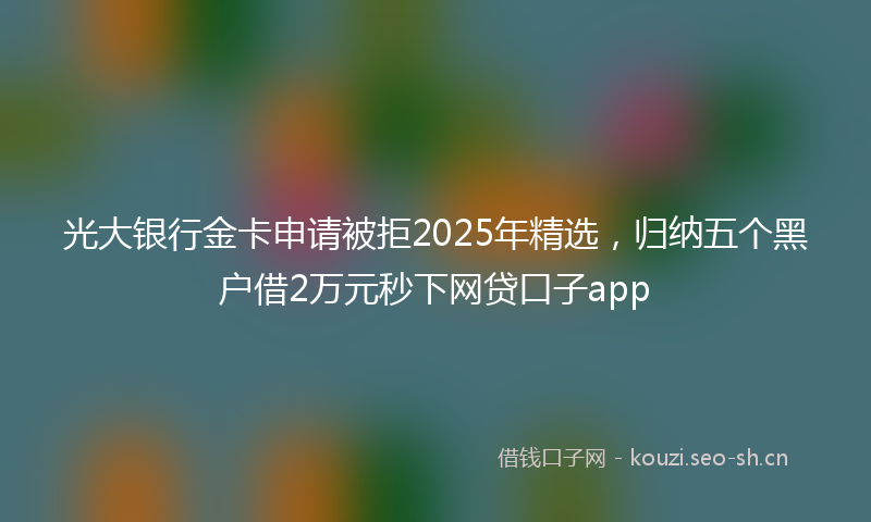 光大银行金卡申请被拒2025年精选，归纳五个黑户借2万元秒下网贷口子app