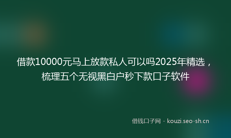 借款10000元马上放款私人可以吗2025年精选，梳理五个无视黑白户秒下款口子软件