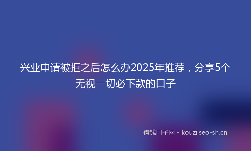 兴业申请被拒之后怎么办2025年推荐，分享5个无视一切必下款的口子