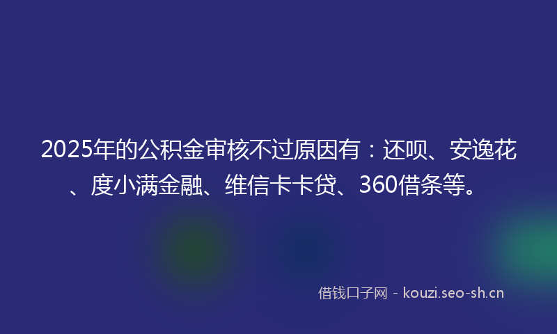 2025年的公积金审核不过原因有：还呗、安逸花、度小满金融、维信卡卡贷、360借条等。