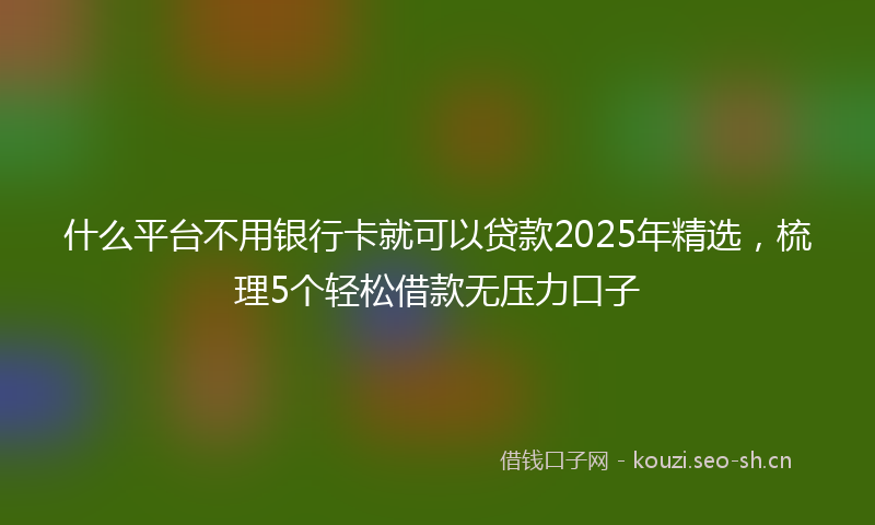 什么平台不用银行卡就可以贷款2025年精选，梳理5个轻松借款无压力口子