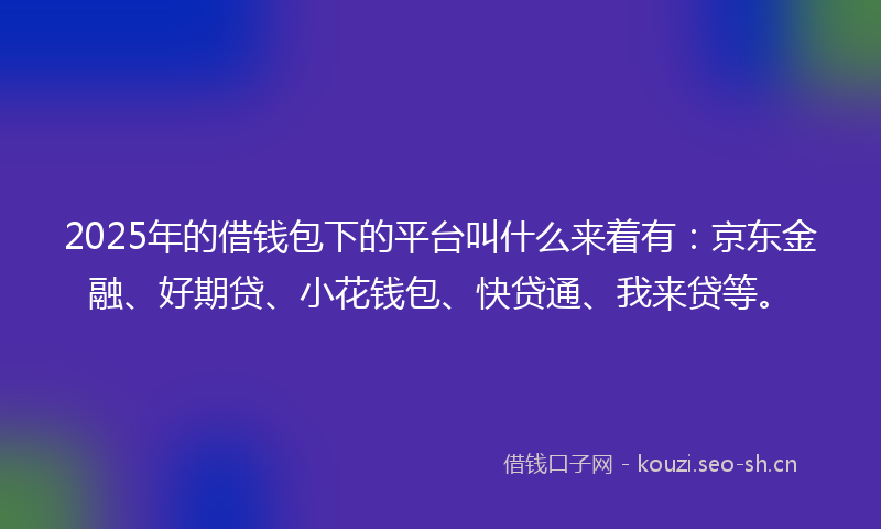 2025年的借钱包下的平台叫什么来着有：京东金融、好期贷、小花钱包、快贷通、我来贷等。