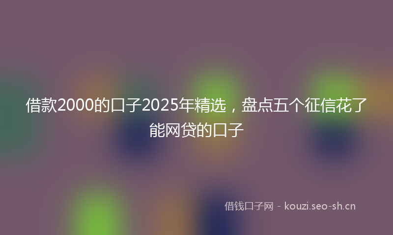 借款2000的口子2025年精选，盘点五个征信花了能网贷的口子
