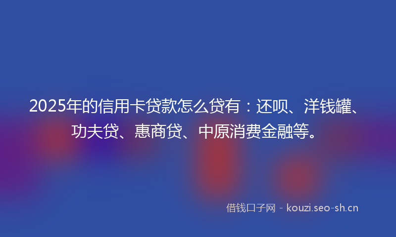 2025年的信用卡贷款怎么贷有：还呗、洋钱罐、功夫贷、惠商贷、中原消费金融等。