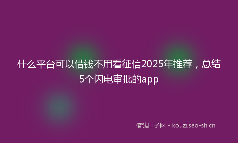 什么平台可以借钱不用看征信2025年推荐，总结5个闪电审批的app