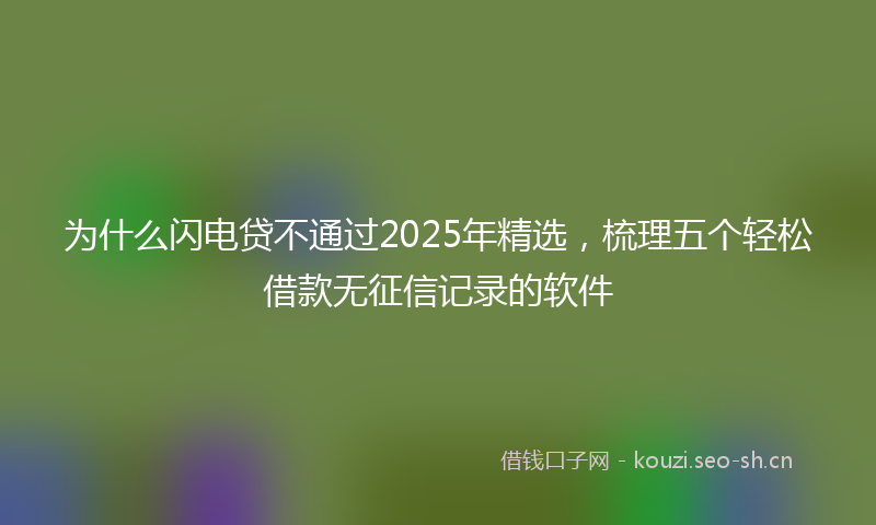 为什么闪电贷不通过2025年精选，梳理五个轻松借款无征信记录的软件