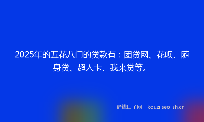 2025年的五花八门的贷款有：团贷网、花呗、随身贷、超人卡、我来贷等。