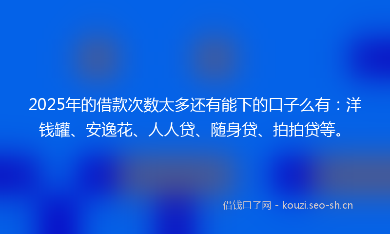 2025年的借款次数太多还有能下的口子么有：洋钱罐、安逸花、人人贷、随身贷、拍拍贷等。