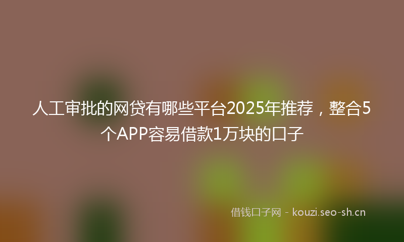 人工审批的网贷有哪些平台2025年推荐，整合5个APP容易借款1万块的口子