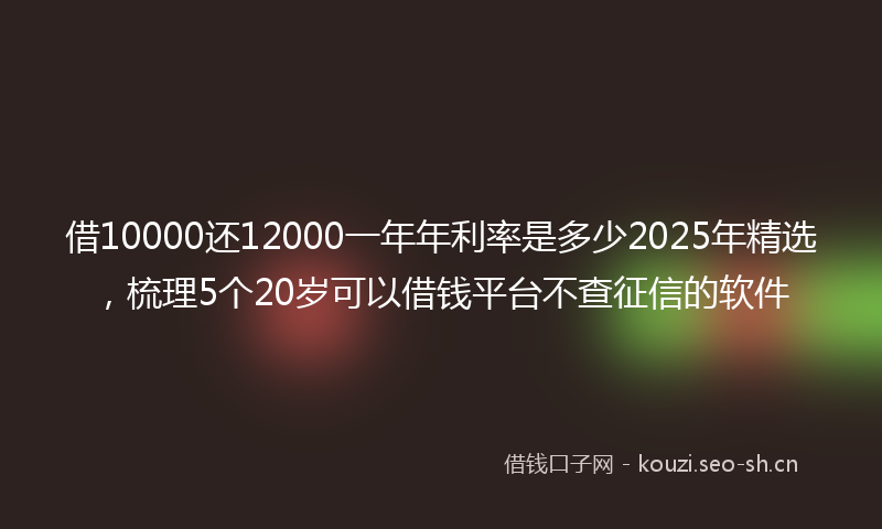 借10000还12000一年年利率是多少2025年精选,梳理5个20岁可以借钱平台不查征信的软件