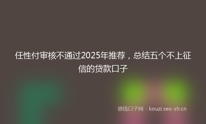 任性付审核不通过2025年推荐,总结五个不上征信的贷款口子
