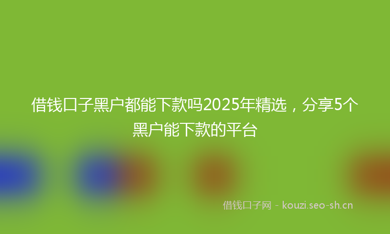 借钱口子黑户都能下款吗2025年精选，分享5个黑户能下款的平台