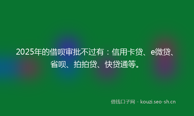 2025年的借呗审批不过有：信用卡贷、e微贷、省呗、拍拍贷、快贷通等。