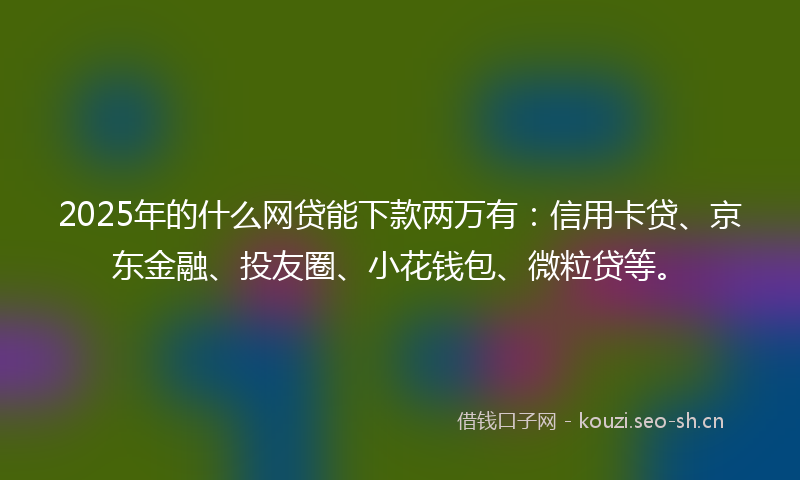 2025年的什么网贷能下款两万有：信用卡贷、京东金融、投友圈、小花钱包、微粒贷等。